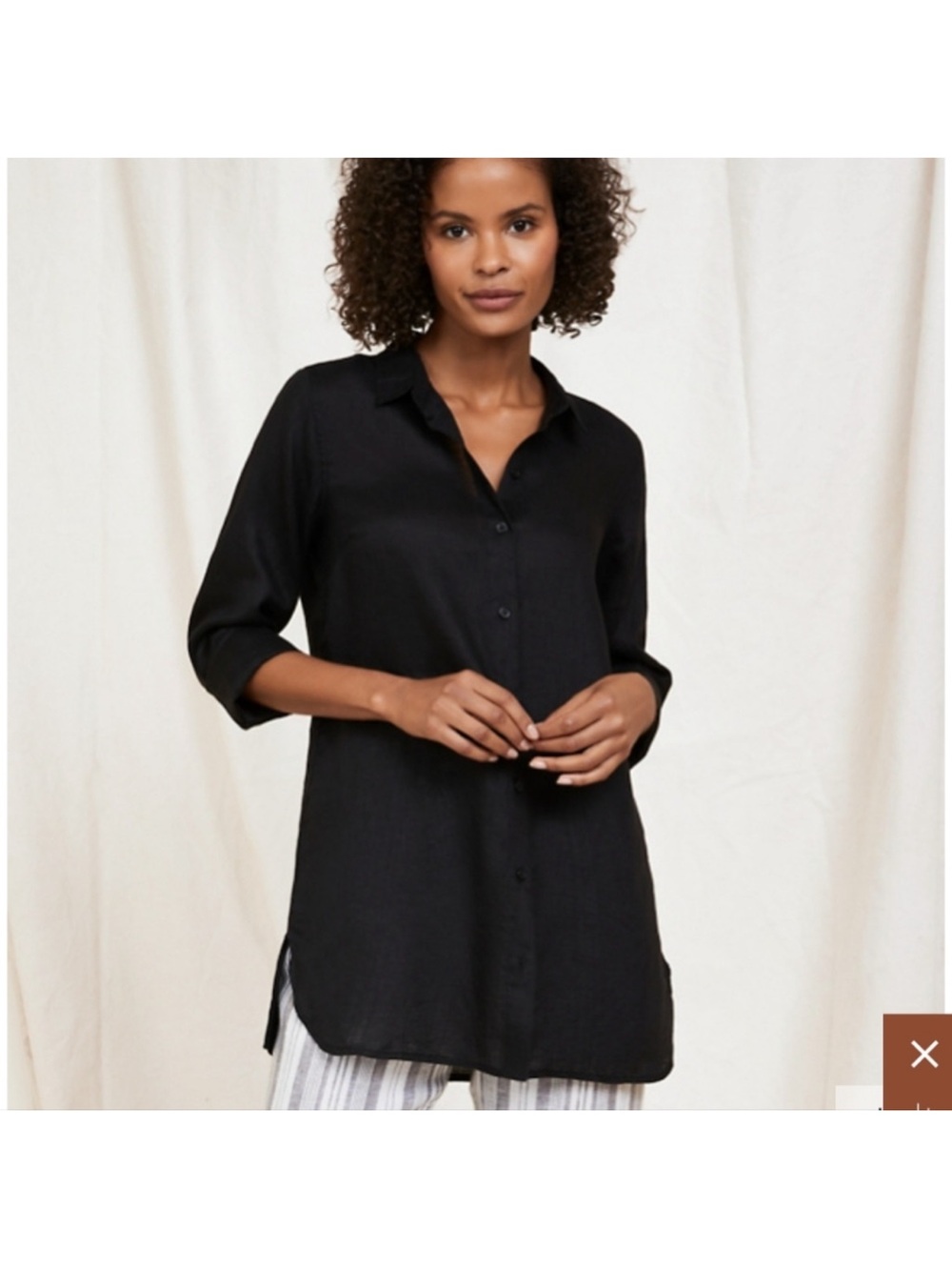 Garnet Hill 100% linen button down tunic Size LG 12-14 shirt